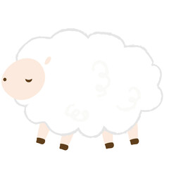 A cute cartoon-style sheep with closed eyes.