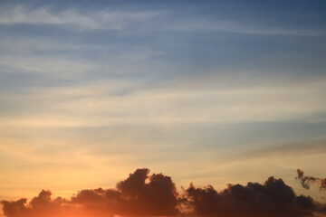 Fototapeta na wymiar background sun at sunset landscape orange sky evening
