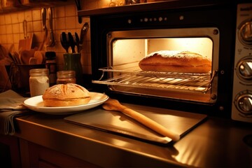 bake bread in front oven and stuff food photography