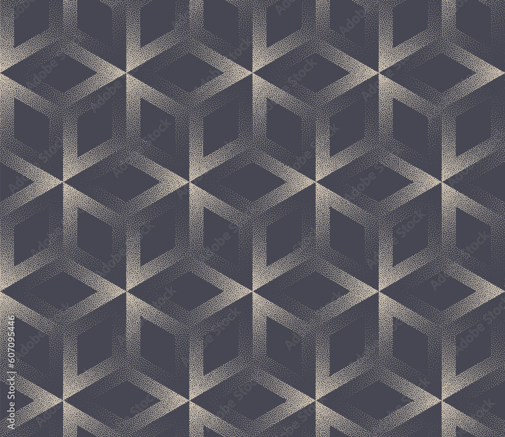 Poster retro futuristic block grid seamless pattern vector dot work abstract background. trendy old fashion