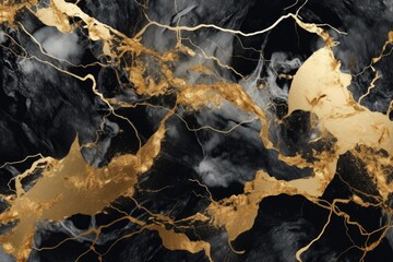 Gold and black marble texture. Luxury background. Generative AI