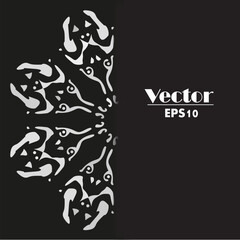 vector image of circular floral silver ornament