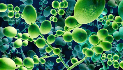 Deadly Fungal Infection concept as a microbe threat and mucormycosis threatening fungus as Candida auris fungi spreading as a Mycology health threat as a global outbreak risk © freshidea