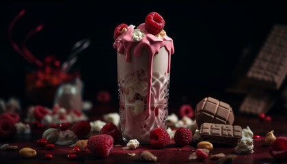 Obraz na płótnie Canvas Refreshing White Chocolate Raspberry Milkshake