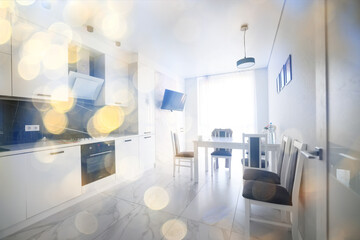 interior fashionable kitchen, home trendy design