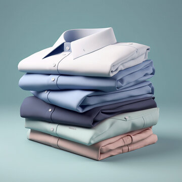 clean ironed shirts folded in a pile, Generative AI