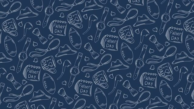 Father's Day hand drawn background pattern 4K on a seamless loop