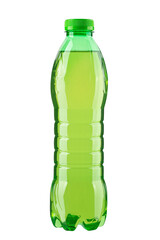 Cold tea in a plastic bottle. Isolated on a white background.