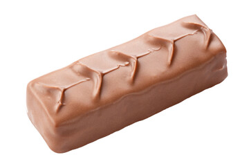 Delicious unwrapped chocolate bar. Isolated on a white background.