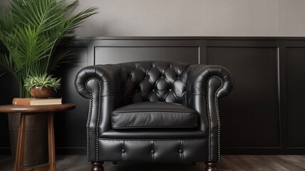 classic black expensive leather armchair  Generative AI