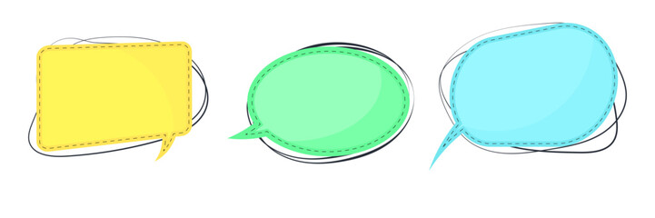 Set of Colored Speech Bubbles on White