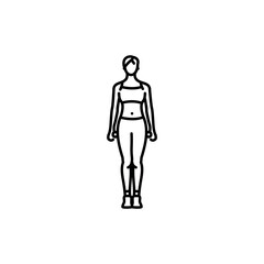 Sports girl black line icon.