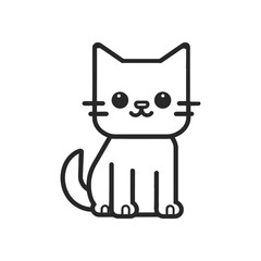 Cute simple outline cat line vector for coloring book isolated on white background