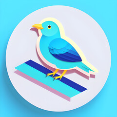 Little blue bird on branch, logo design. Generative AI