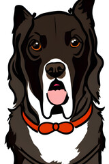 Cartoon illustration of a dog, closeup. Generative AI