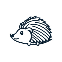 Hedgehog outline sketch vector. Hand drawn linear illustration. Monochrome cartoon hedgehog coloring page silhouette. 