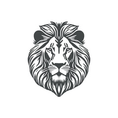 Black lion head logo icon vector - flat minimalistic illustration