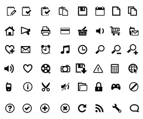 black and white computer icons set