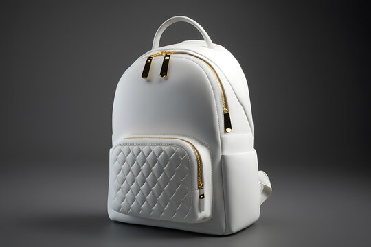 Modern backpack on white background. Empty carry schoolbag or handbag mock up, front view. Generation AI