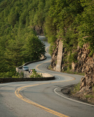 Windy mountain road at Hawks Nest, New York