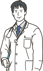 白衣を着た若い男性医師
