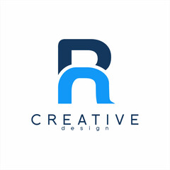 Abstract R N letter logo design.