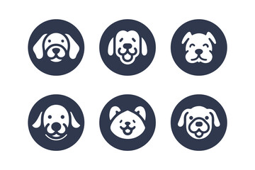 Dog silhouette vector cartoon logo set	