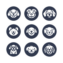 Dog silhouette vector cartoon logo set	