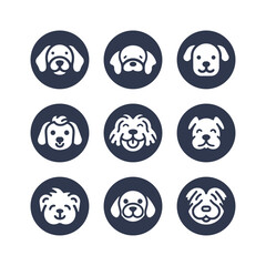 Dog silhouette vector cartoon logo set	