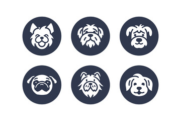 Dog hand drawn silhouette vector icon set