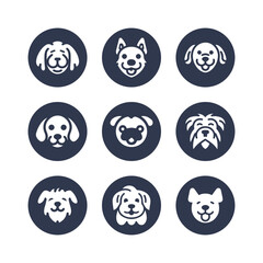 Dog hand drawn silhouette vector icon set