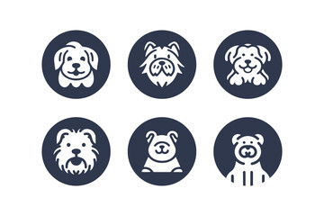 Dog hand drawn silhouette vector icon set