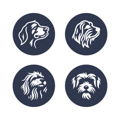 Obraz premium Dog hand drawn silhouette vector icon set