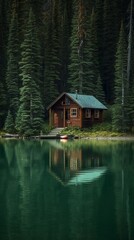 Fototapeta na wymiar house on the lake Generative AI