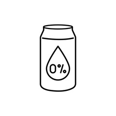 Non-alcoholic beer in a tin can black line icon.