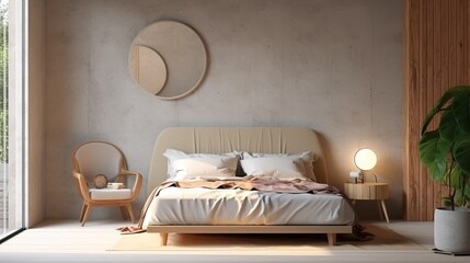 Modern peaceful Bedroom. zen style bedroom. Peaceful and serene bedroom. Generative AI