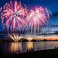 Fototapeta premium fireworks over the river