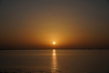 Sunset over the Shuwaikh Beach, Persian Gulf, Kuwait, Middle East