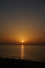 Sunset over the Shuwaikh Beach, Persian Gulf, Kuwait, Middle East
