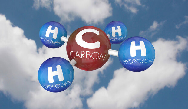 Methane Molecule Gas Emission CH4 Climate Change Global Warming 3d Animation