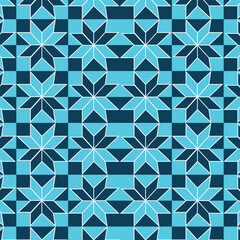 blue geometric floral seamless pattern