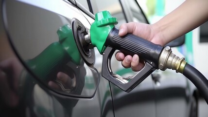 gas pump nozzles goes into car Generative AI