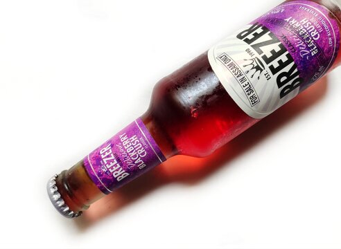 Guwahati, Assam, India - March 25, 2023 : Alcoholic fruit flavoured drink Bacardi Breezer Blackberry crush.