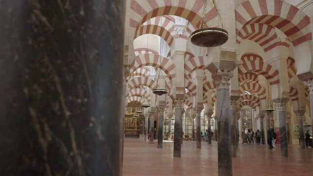Mezquita Catedral Mosque Cathedral of C&oacute;rdoba Cordoba, Spain - The Columns and Double Tiered Arches in The Original Section of the Mosque Building