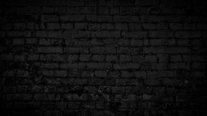 Obraz na płótnie Canvas Abstract Black brick wall texture for pattern background. wide panorama picture.