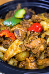 A delicious Chinese home cooking dish, braised chicken with yellow sauce