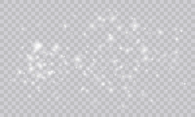 Shimmering Dust. Bokeh Lights. Festive Designs.White png dust light. Bokeh light lights effect background. Christmas background of shining dust. Christmas glowing light confetti and spark overlay.