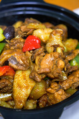 A delicious Chinese home cooking dish, braised chicken with yellow sauce
