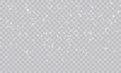 Shimmering Dust. Bokeh Lights. Festive Designs.White png dust light. Bokeh light lights effect background. Christmas background of shining dust. Christmas glowing light confetti and spark overlay.