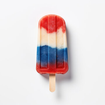 Fruit colorful popsicles in blue, red and white colors. Top view, minimal image.  AI generative